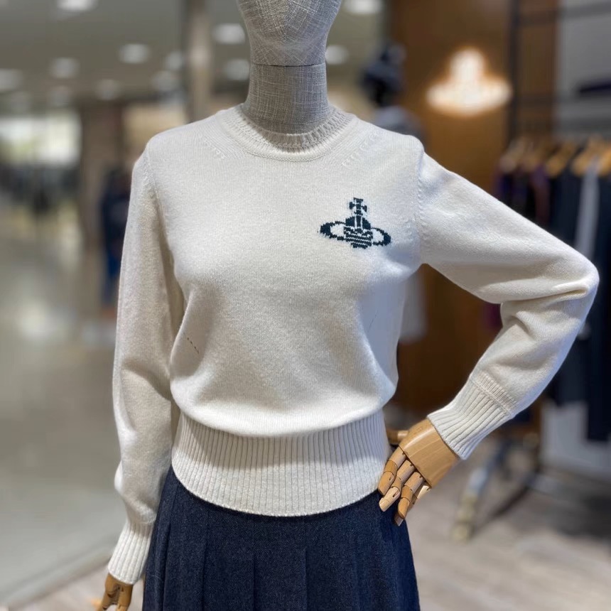 氣質系針織衫Vivienne Westwood 上衣 土星提花修身針織 吸睛撞色！日常氛圍感穿搭 時尚羊毛圓領套頭針織毛-細節圖10