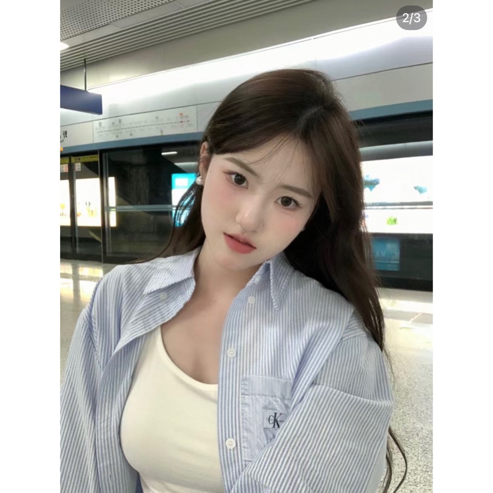 CK 襯衫 外套 經典 logo刺繡休閒寬松長袖襯衫 出遊海邊必穿看 單穿/疊層的神器！ 鬆弛感十足 好氣質 永不退流行-細節圖3