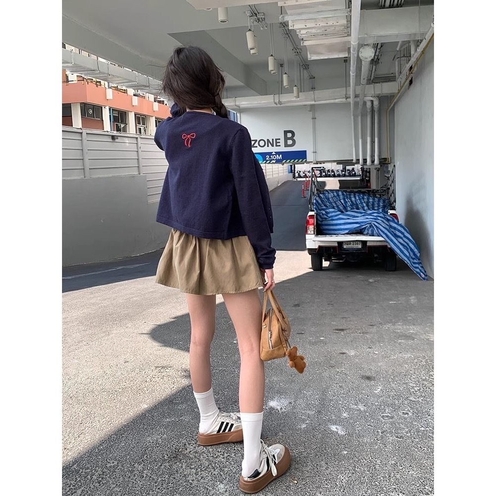 韓製針織外套 好溫柔小外套 針織衫 甜美蝴蝶結刺繡開衫 小眾精品很漂亮 薄款毛衣外套 外搭百搭很推👍-細節圖2