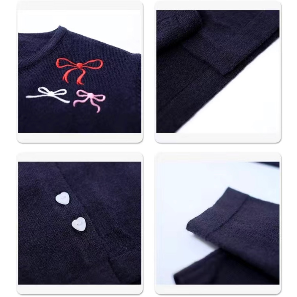 韓製針織外套 好溫柔小外套 針織衫 甜美蝴蝶結刺繡開衫 小眾精品很漂亮 薄款毛衣外套 外搭百搭很推👍-細節圖4