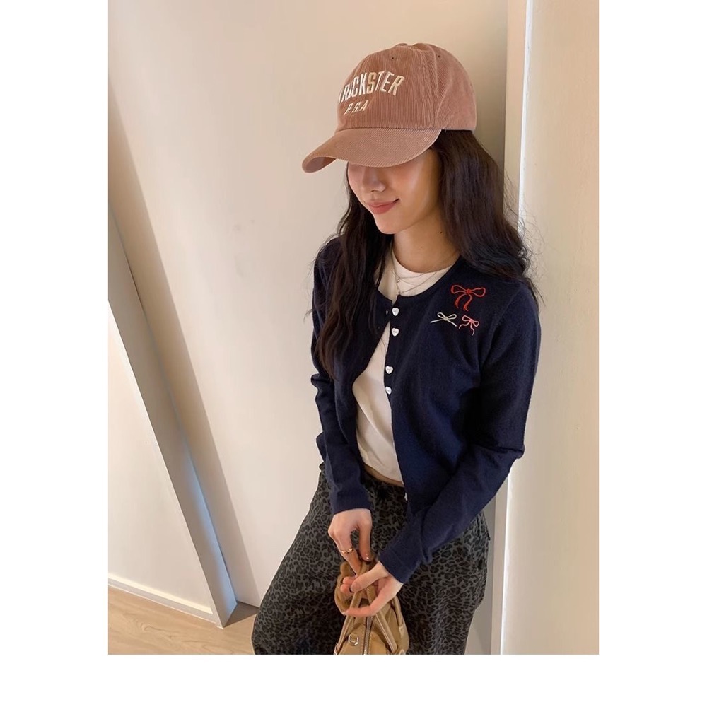 韓製針織外套 好溫柔小外套 針織衫 甜美蝴蝶結刺繡開衫 小眾精品很漂亮 薄款毛衣外套 外搭百搭很推👍-細節圖10