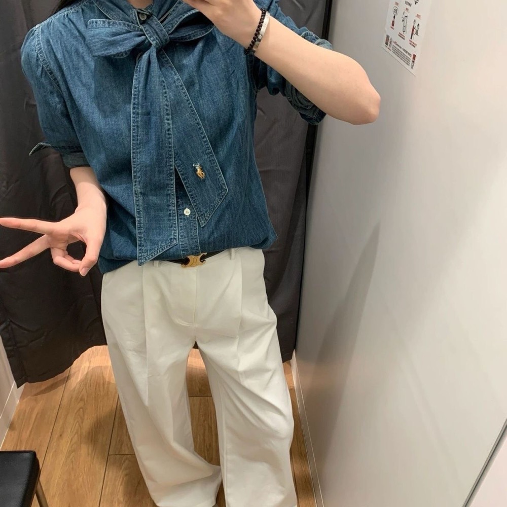 RL polo  戰馬刺繡外套 夾克 藍色刺繡翻領拉鍊牛仔外套 復古休閒百搭 文青夾克上衣 簡約超級百搭有氣質 基本單品-細節圖5