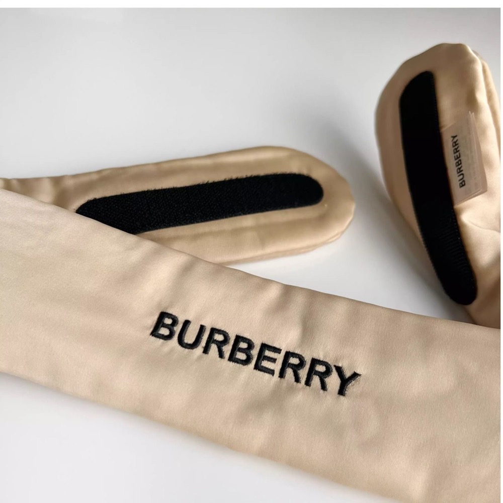 Burberry 髮帶 頭帶 髮束 洗臉帶 vip贈品禮稀有款 金色绸缎质感束发带漂亮禮經典logo刺繡 美品  ✔️國際-細節圖2