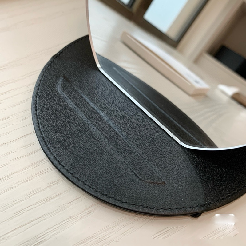 Chanel 香奈兒 鏡子 隨身鏡 折疊鏡便攜 化妝品VIP漂亮禮：）黑色皮質立式化妝鏡 高級感拉滿 母親節 情人節 送-細節圖2