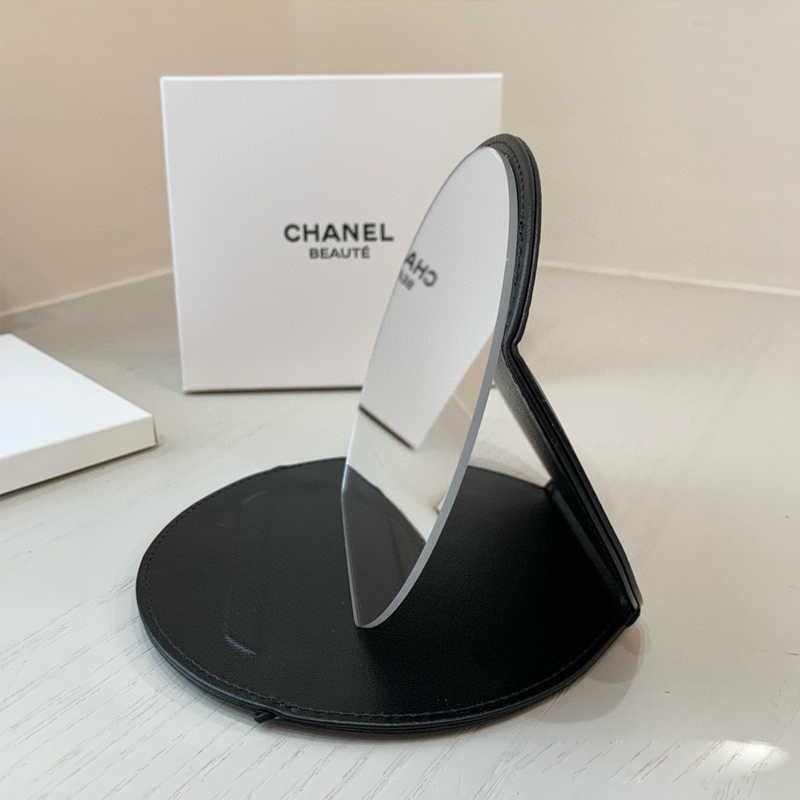 Chanel 香奈兒 鏡子 隨身鏡 折疊鏡便攜 化妝品VIP漂亮禮：）黑色皮質立式化妝鏡 高級感拉滿 母親節 情人節 送-細節圖3