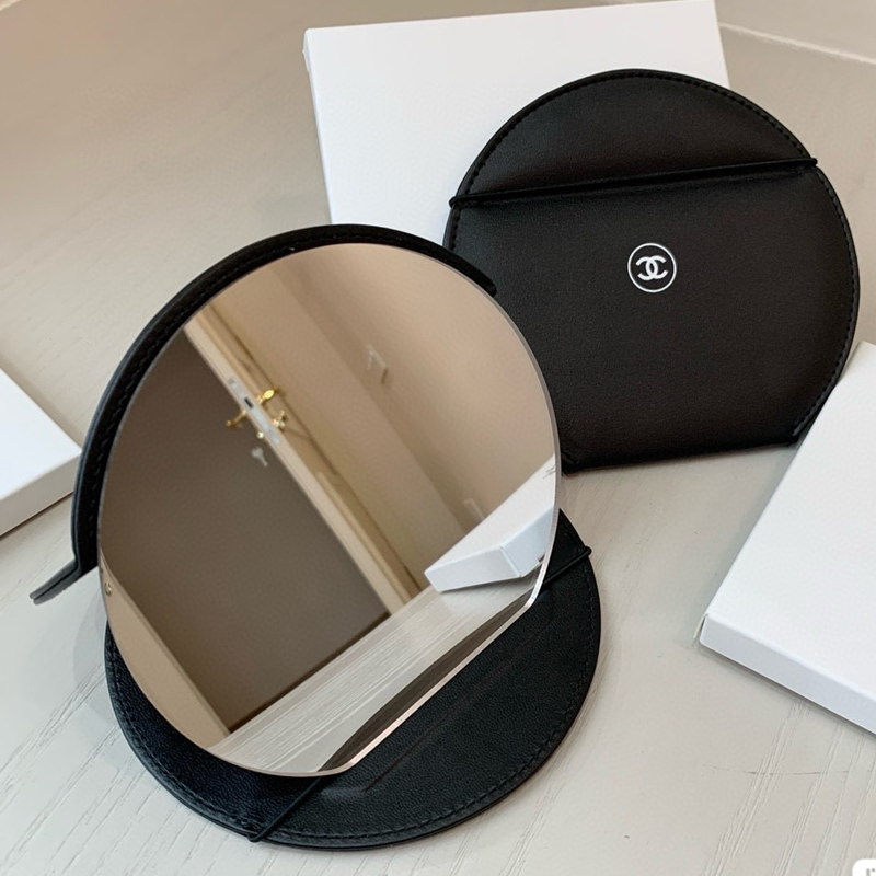 Chanel 香奈兒 鏡子 隨身鏡 折疊鏡便攜 化妝品VIP漂亮禮：）黑色皮質立式化妝鏡 高級感拉滿 母親節 情人節 送-細節圖5