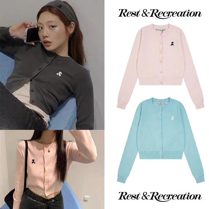 ￼韓國代購RR 針織外套 小外套  經典字母標識針織開衫 收腰顯瘦小性感Rest And Recreation  上衣褲-細節圖7