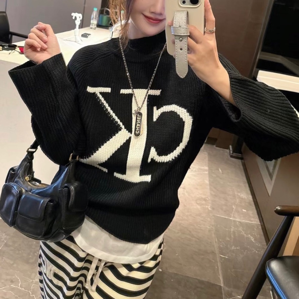CK 毛衣 針織衫 美式復古上衣 好氣質毛衣 寬鬆舒服慵懶 經典最百搭也不退流行-細節圖2