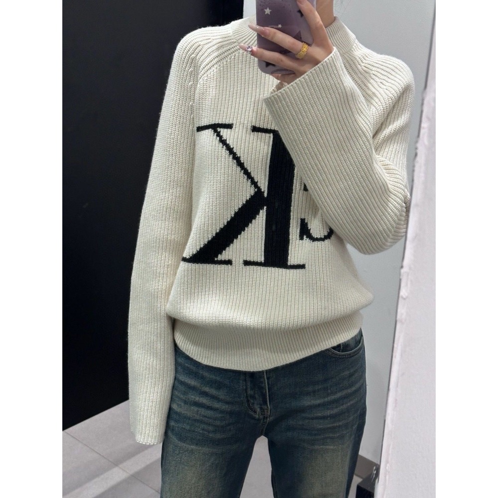 CK 毛衣 針織衫 美式復古上衣 好氣質毛衣 寬鬆舒服慵懶 經典最百搭也不退流行-細節圖8