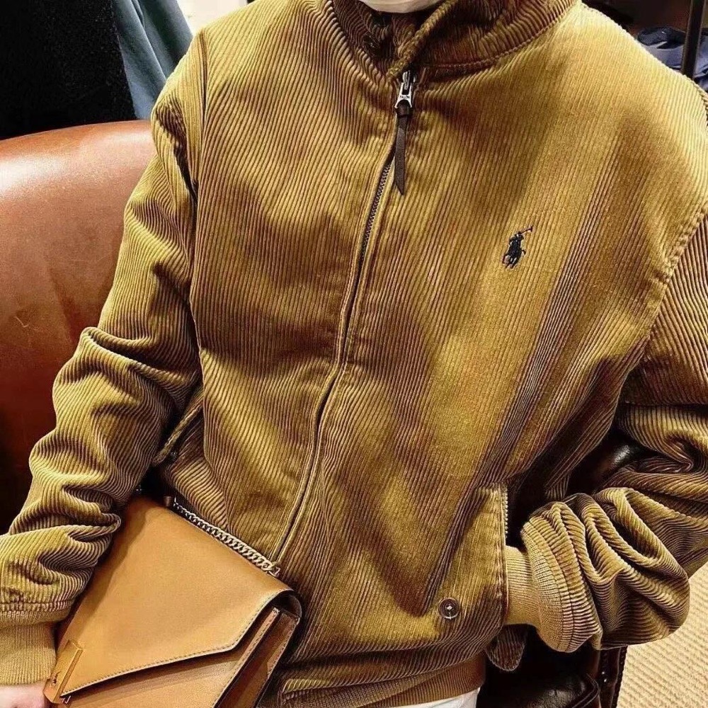RL polo 外套 夾克 老外套 好氣氣質 燈芯絨夾克刺繡小馬外套老錢風老幹部風哈林頓外套  內里採用蘇格蘭式格紋面料-細節圖4