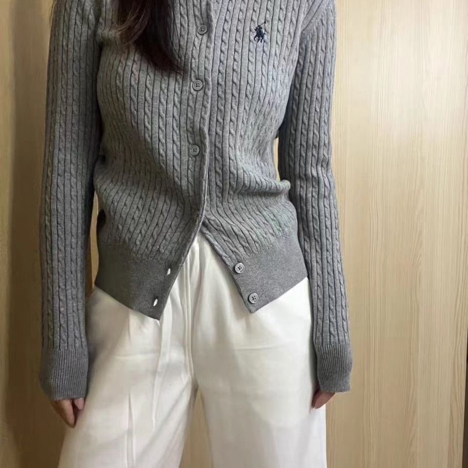 RL polo 好溫柔娃娃領小外套 針織衫 毛衣外套 撞色針織開襟衫 小馬刺繡單排扣甜蜜外套 百搭很推👍  ✔️ 國際運送-細節圖4