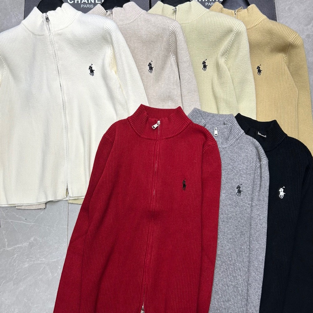 RL polo 立領領小外套 針織衫 毛衣外套 撞色針織拉鍊開襟衫 俐落好氣質 百搭很推👍-細節圖5