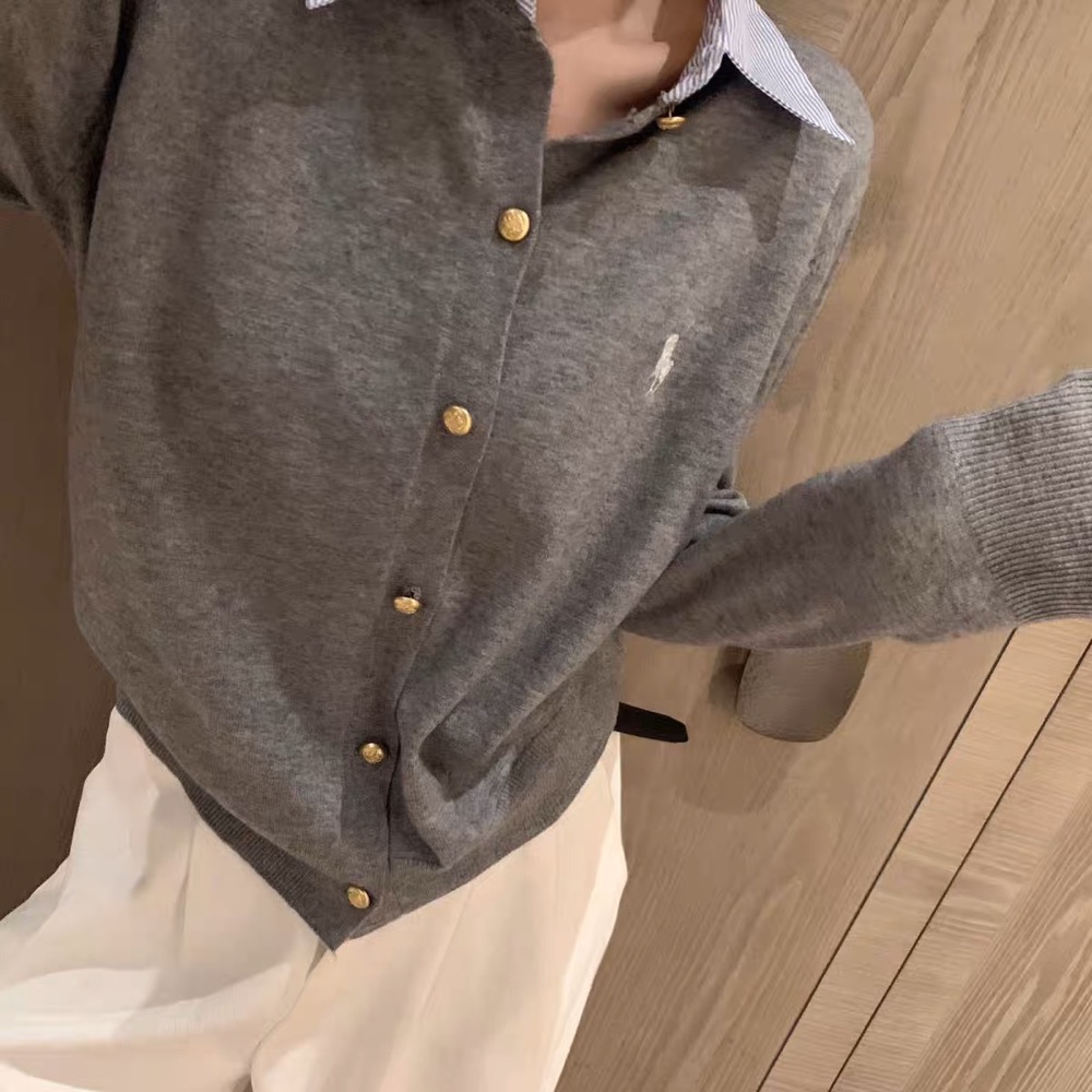 RL polo 針織外套 好氣質假二件小外套 針織衫 毛衣外套 撞色針織開襟衫 小馬刺繡單排扣外套 百搭很推👍  ✔️ 國-細節圖6