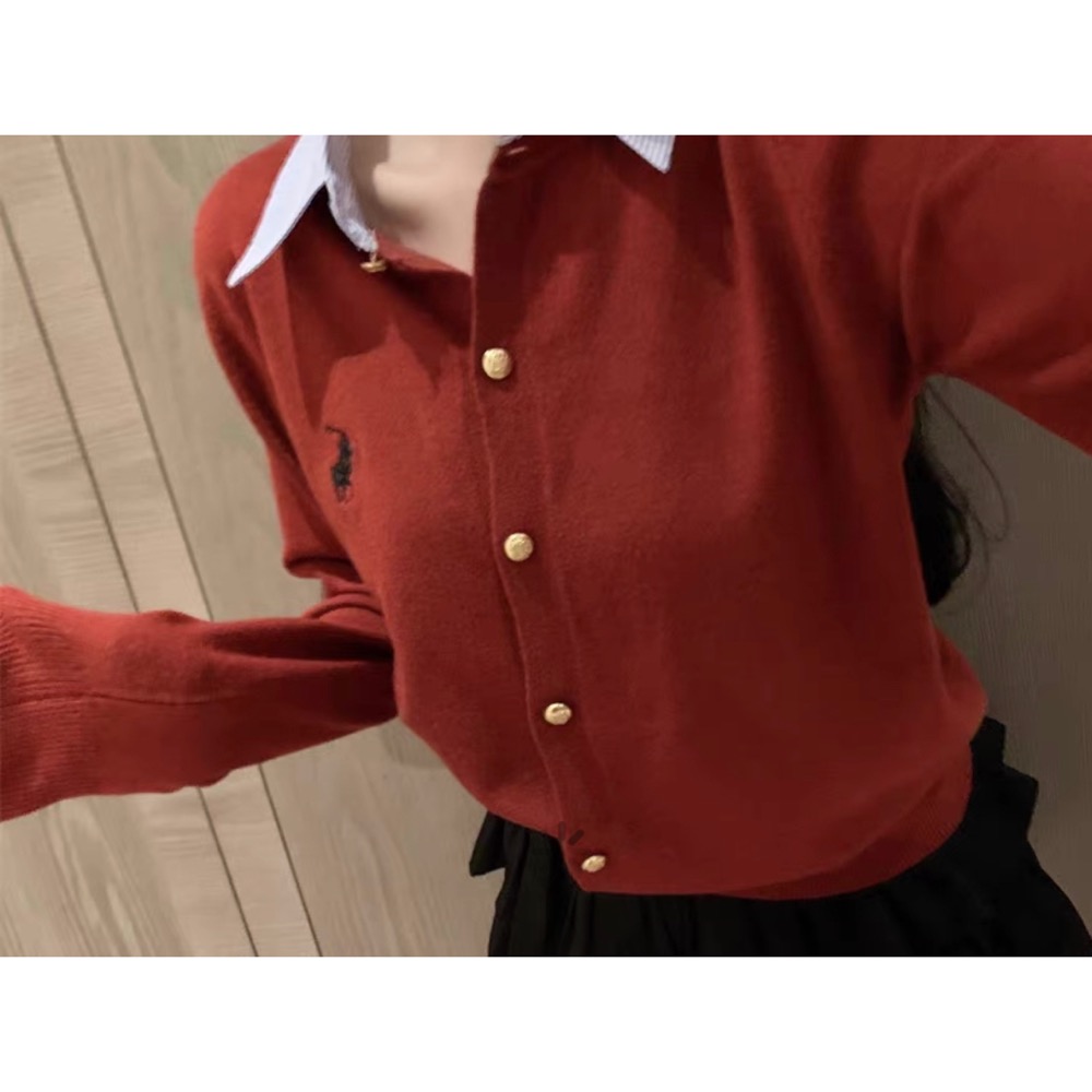 RL polo 針織外套 好氣質假二件小外套 針織衫 毛衣外套 撞色針織開襟衫 小馬刺繡單排扣外套 百搭很推👍  ✔️ 國-細節圖7