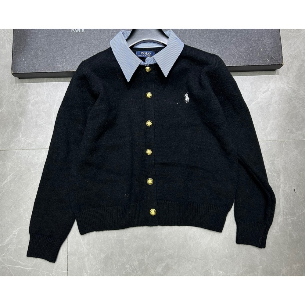 RL polo 針織外套 好氣質假二件小外套 針織衫 毛衣外套 撞色針織開襟衫 小馬刺繡單排扣外套 百搭很推👍  ✔️ 國-細節圖8