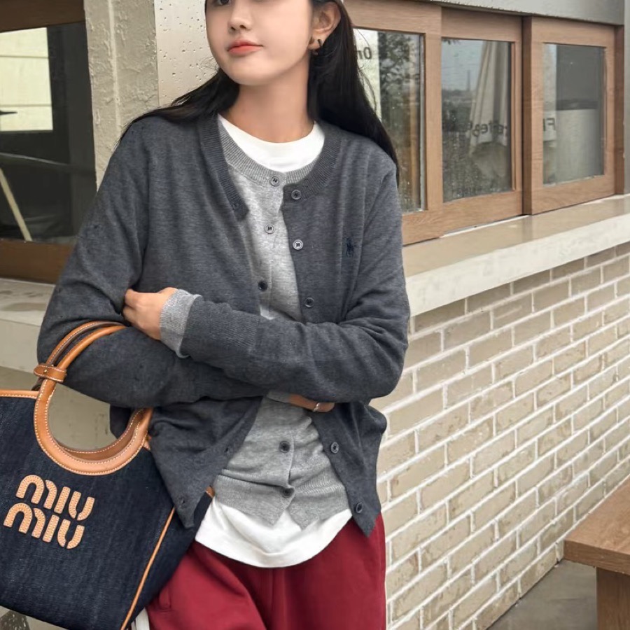 RL polo 針織外套 好氣質假二件小外套 針織衫 毛衣外套 撞色針織開襟衫 小馬刺繡單排扣外套 百搭很推👍  ✔️ 國-細節圖2
