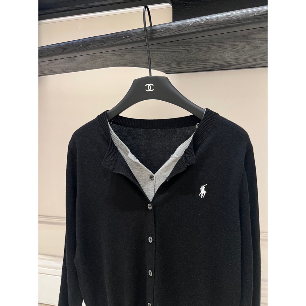 RL polo 針織外套 好氣質假二件小外套 針織衫 毛衣外套 撞色針織開襟衫 小馬刺繡單排扣外套 百搭很推👍  ✔️ 國-細節圖6