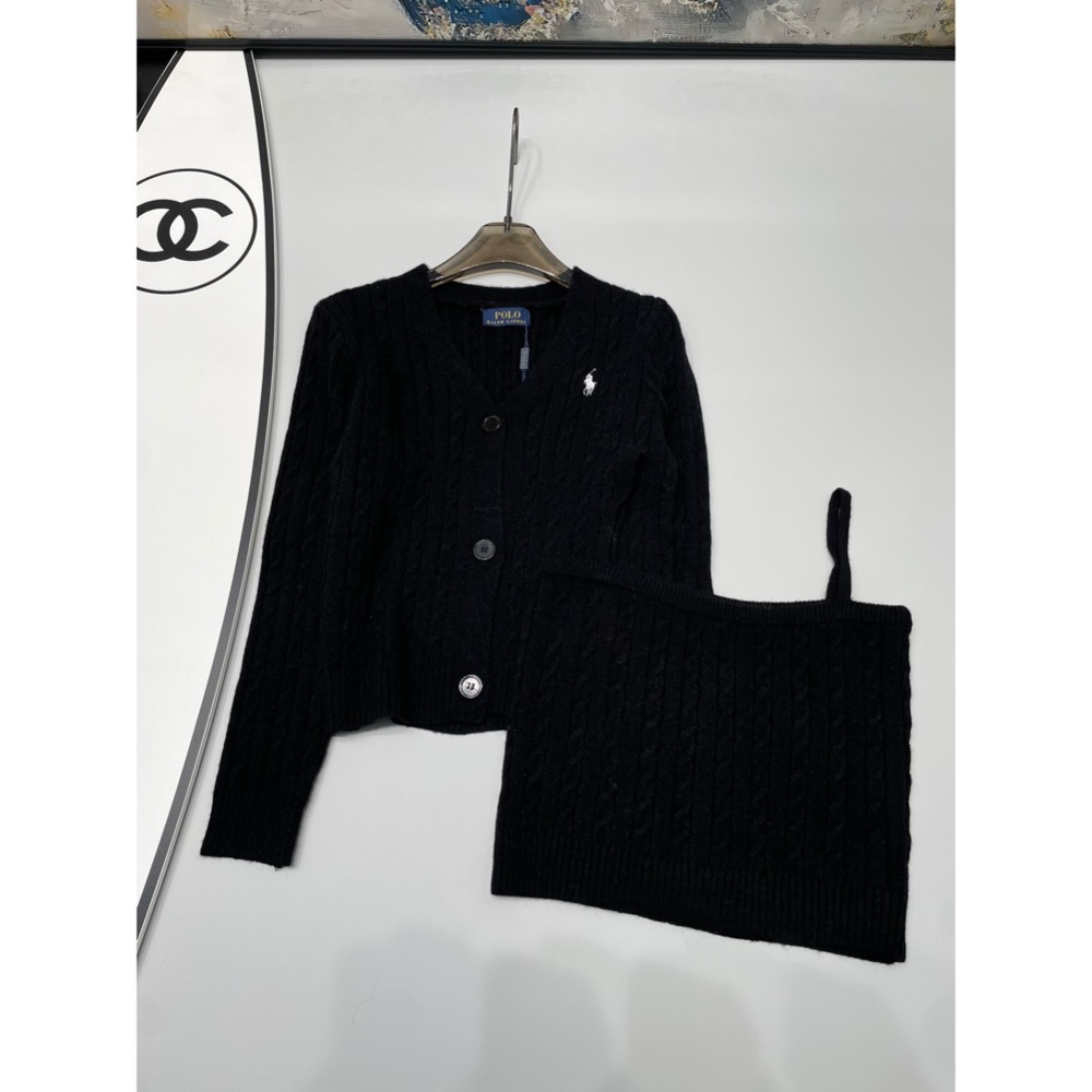 RL polo 針織外套上衣 T恤 V領開衫➕吊帶背心 兩件套套裝 好氣質溫柔小外套 經典小馬刺繡 修身V領上衣，百搭很-細節圖9