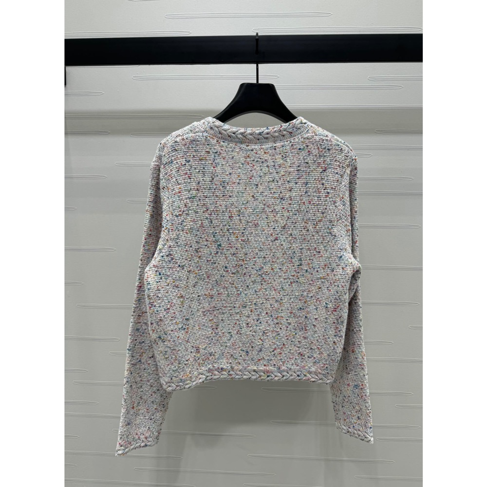 CK修身外套 結子紗V領針織外套 復古立體彩色結子紗線 重工高密的編織工藝 下擺V口設計顯得不再千篇一律，超有氣質超好看-細節圖5