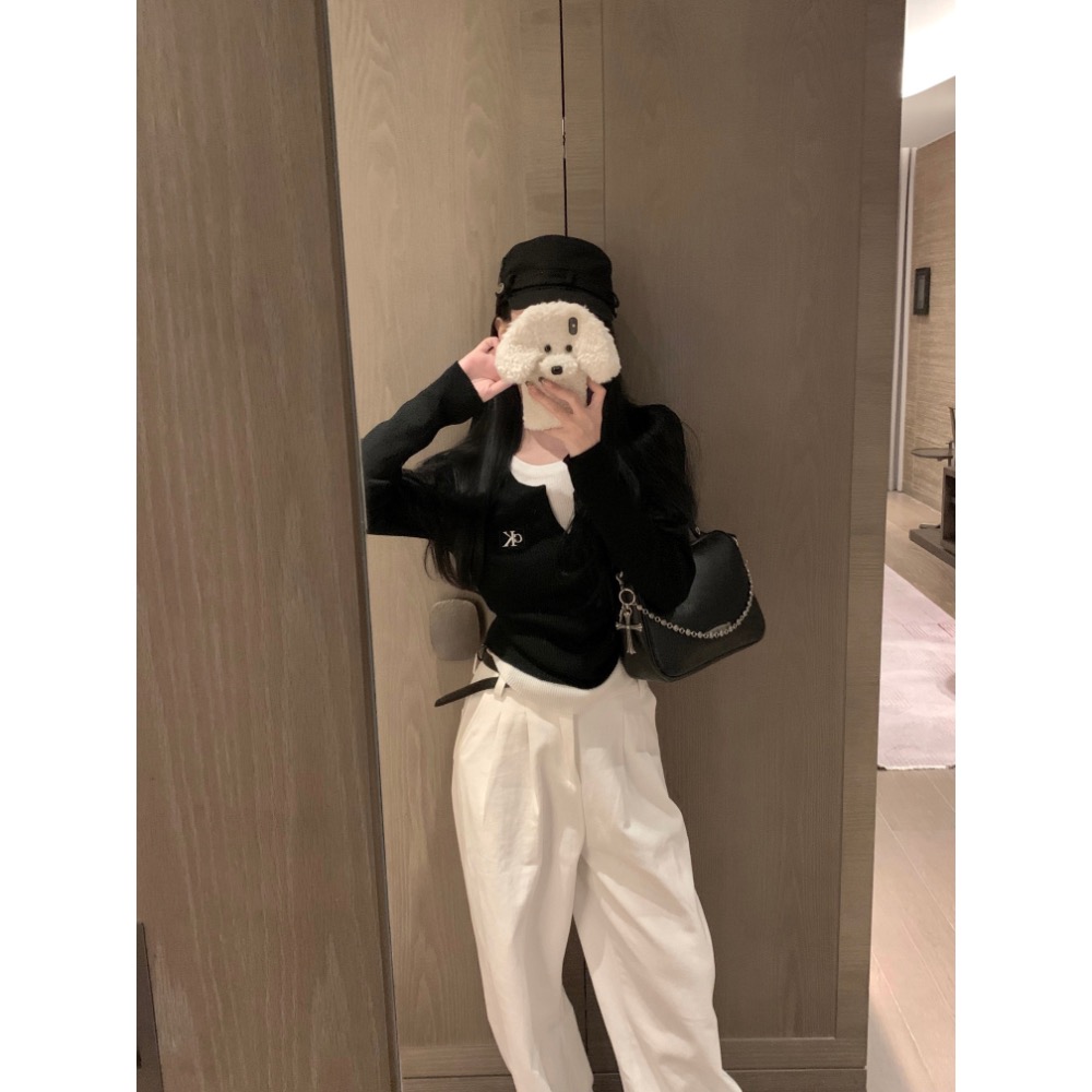 CK針織背心 90s牛仔褲 假二件慵懶長袖t恤 上衣 當個輕鬆的氣質女孩吧 這三款都是經典不敗恆久款！怎麼配怎麼搭都好看-細節圖7