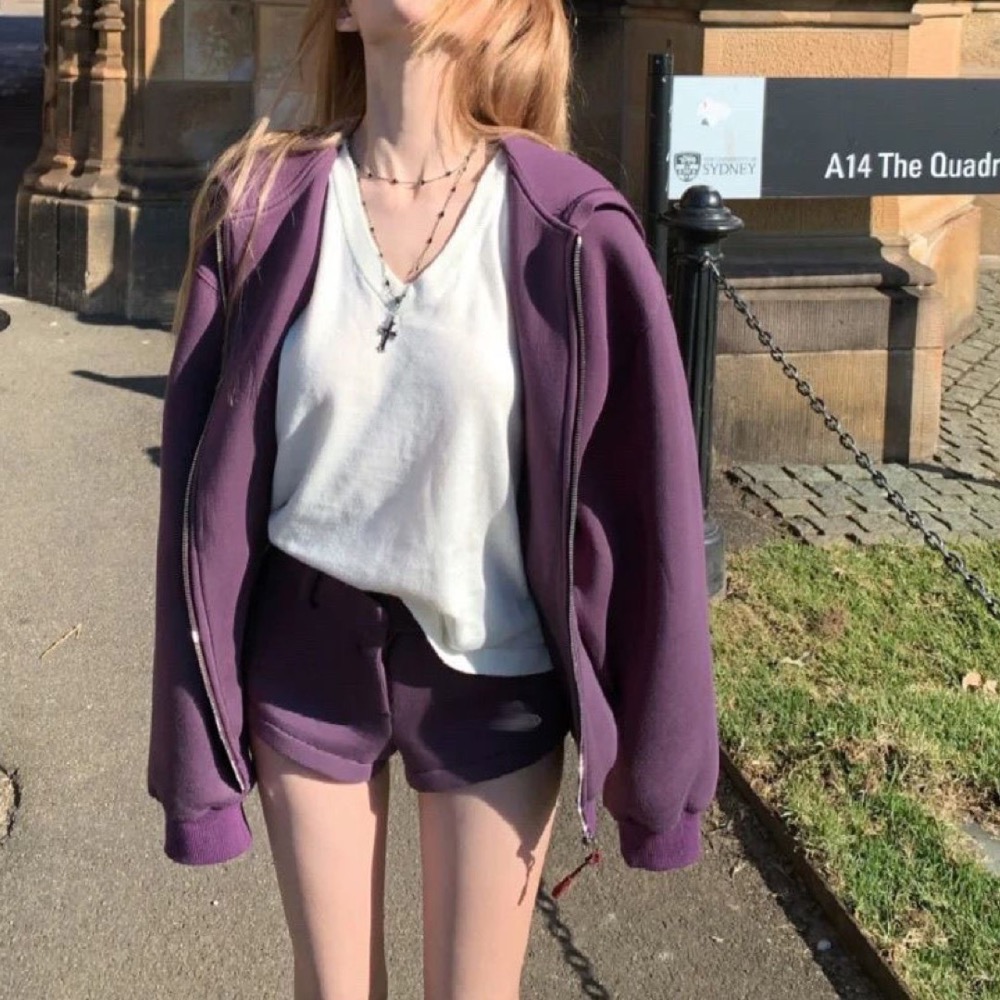 Vivienne westwood 套裝 連帽外套 短褲 休閒運動夾克外套衛衣+褲子 休閒顯瘦拉長身形！清爽有氣質 漂亮-細節圖3