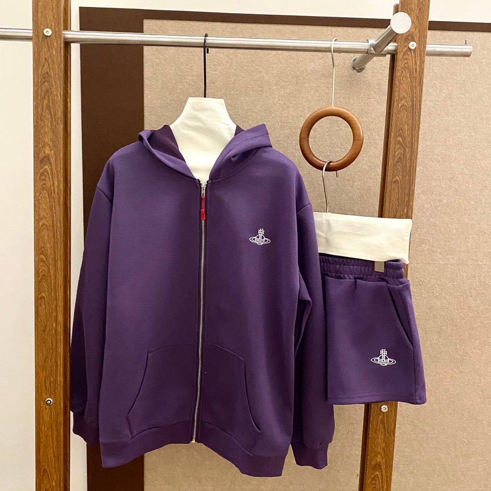 Vivienne westwood 套裝 連帽外套 短褲 休閒運動夾克外套衛衣+褲子 休閒顯瘦拉長身形！清爽有氣質 漂亮-細節圖4