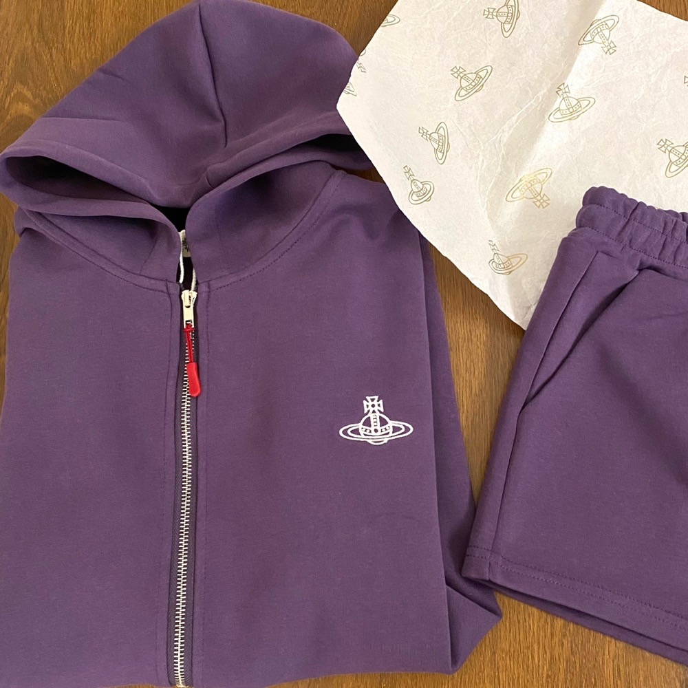 Vivienne westwood 套裝 連帽外套 短褲 休閒運動夾克外套衛衣+褲子 休閒顯瘦拉長身形！清爽有氣質 漂亮-細節圖8