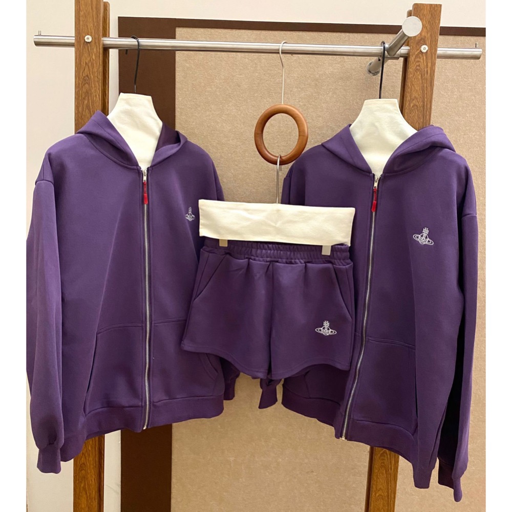 Vivienne westwood 套裝 連帽外套 短褲 休閒運動夾克外套衛衣+褲子 休閒顯瘦拉長身形！清爽有氣質 漂亮-細節圖9