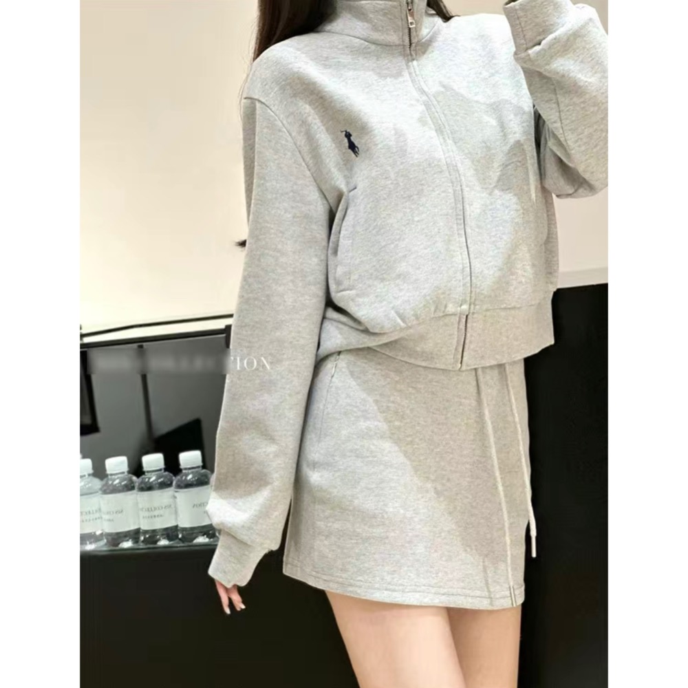 RL polo 套裝 立領外套 短裙 休閒運動夾克外套+衛衣短裙 休閒顯瘦拉長身形！清爽有氣質  SMLXL（除非想要很-細節圖5