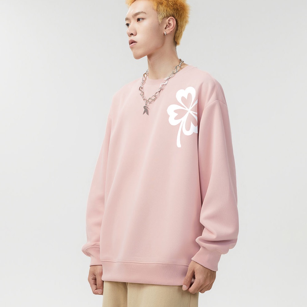 韓國mardi 大學T 上衣 衞衣 幸運草衛衣fever同款圓領雛菊花朵圓領長袖T 寬松顯瘦 質感軟揉 舒服好穿 百搭基-細節圖3