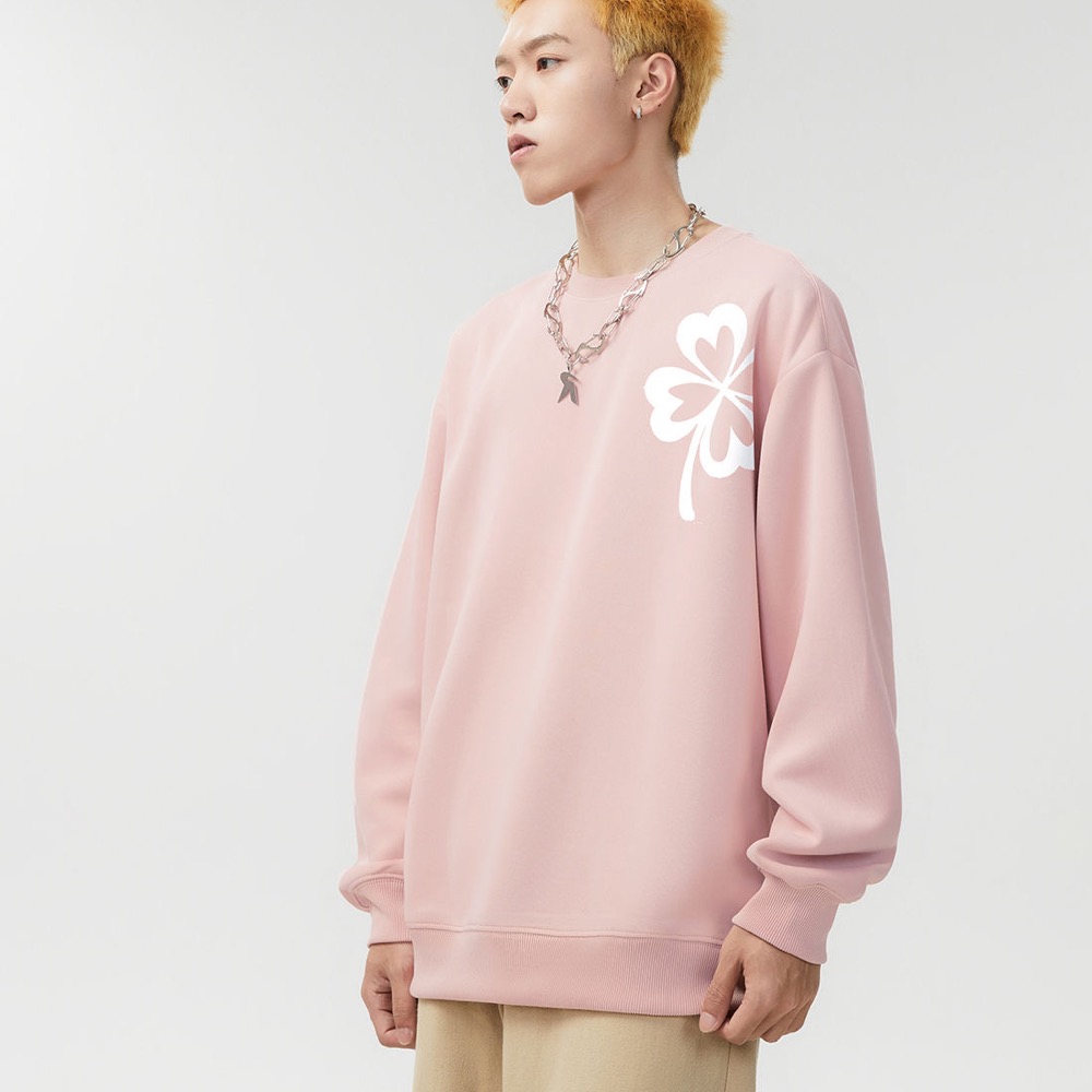 韓國mardi 大學T 上衣 衞衣 幸運草衛衣fever同款圓領雛菊花朵圓領長袖T 寬松顯瘦 質感軟揉 舒服好穿 百搭基-細節圖9