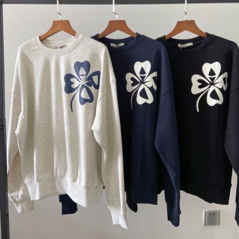 韓國mardi 大學T 上衣 衞衣 幸運草衛衣fever同款圓領雛菊花朵圓領長袖T 寬松顯瘦 質感軟揉 舒服好穿 百搭基-細節圖10