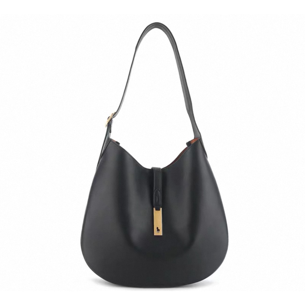 RL polo 腋下包 真皮包 手提肩背包 牛皮大包，Polo ID系列可頌包 磨砂真皮包 月牙包 高級復古麂皮絨 單肩-細節圖9