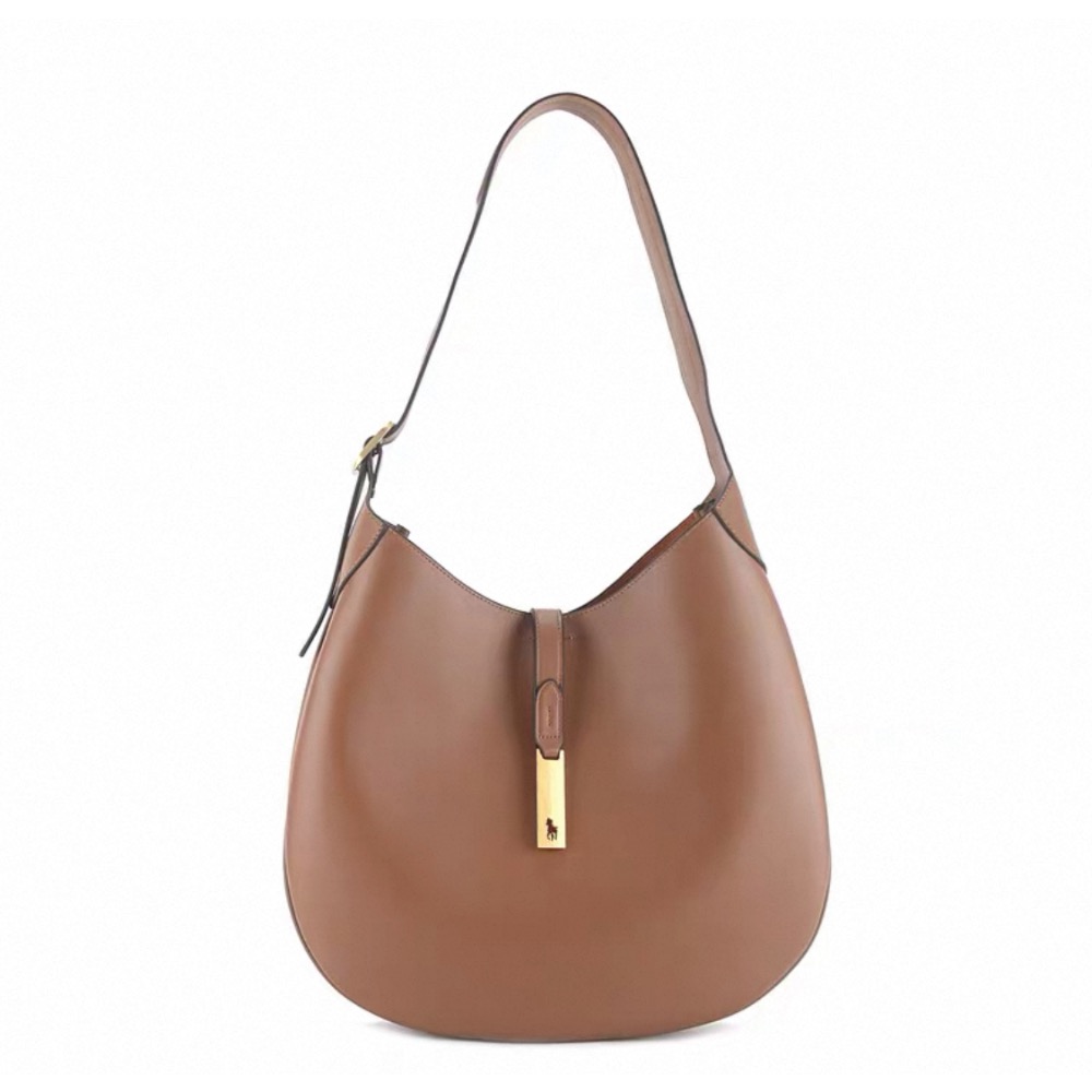 RL polo 腋下包 真皮包 手提肩背包 牛皮大包，Polo ID系列可頌包 磨砂真皮包 月牙包 高級復古麂皮絨 單肩-細節圖10