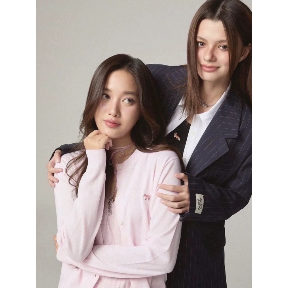 Jennie款 法國MK 小狐狸針織外套 小外套  背心 開襟衫 Q 實穿 怎麼搭都可以的四季款-細節圖3