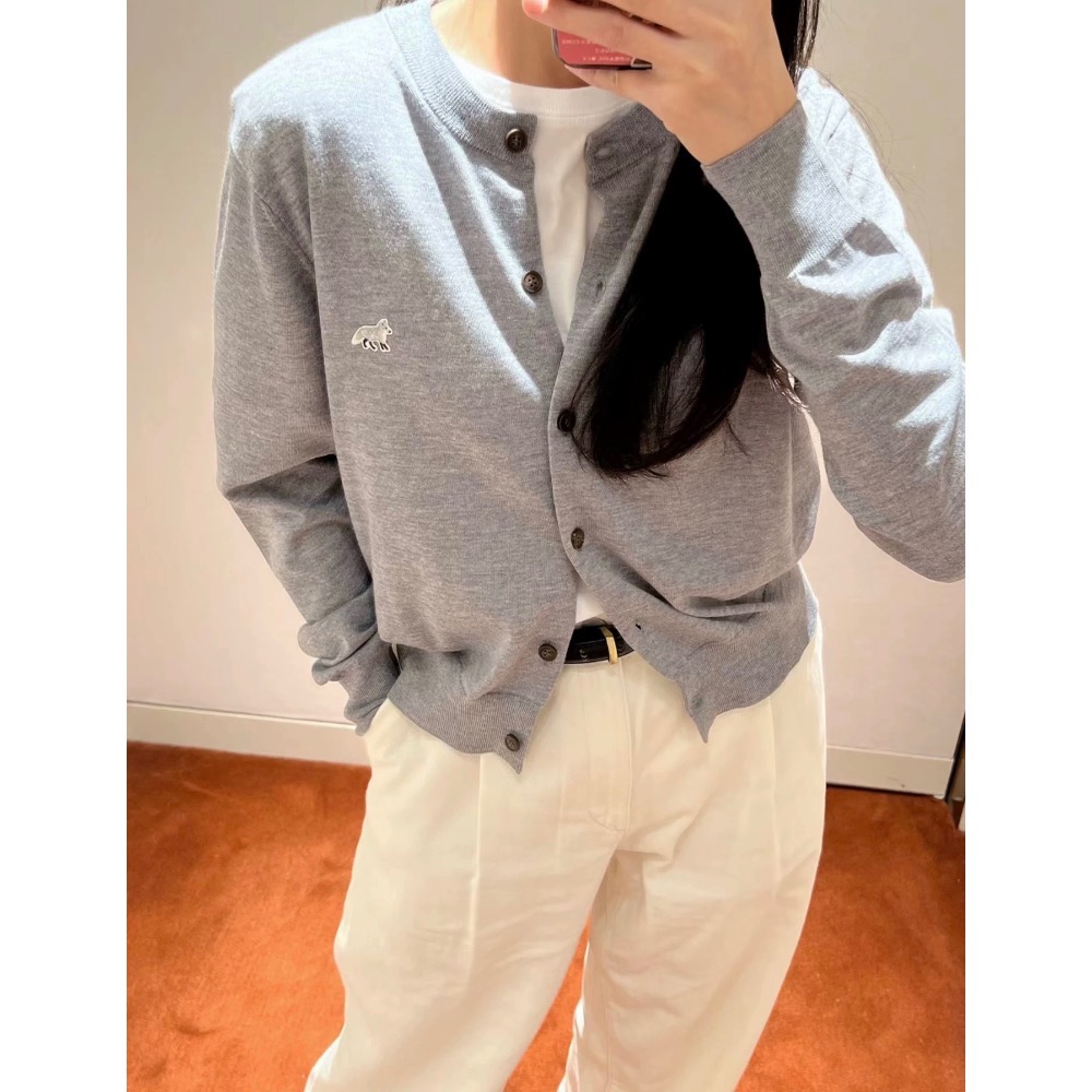 Jennie款 法國MK 小狐狸針織外套 小外套  背心 開襟衫 Q 實穿 怎麼搭都可以的四季款-細節圖7