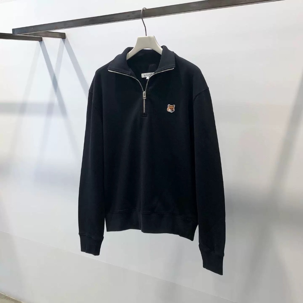 MK 法國🇫🇷小狐狸美式復古半拉鏈長袖T恤 上衣 衛衣 大學T，經典熱賣款，百搭基本款，實穿 怎麼搭都可以的 法國-細節圖8