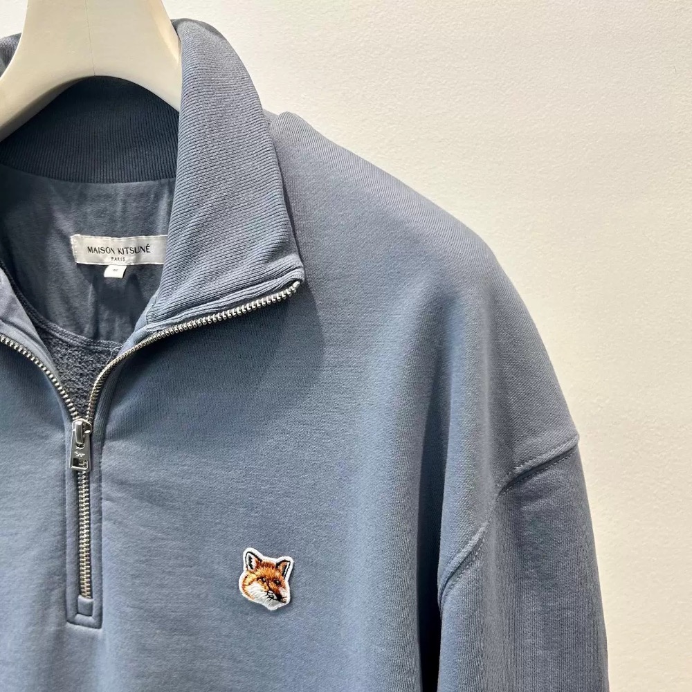 MK 法國🇫🇷小狐狸美式復古半拉鏈長袖T恤 上衣 衛衣 大學T，經典熱賣款，百搭基本款，實穿 怎麼搭都可以的 法國-細節圖9