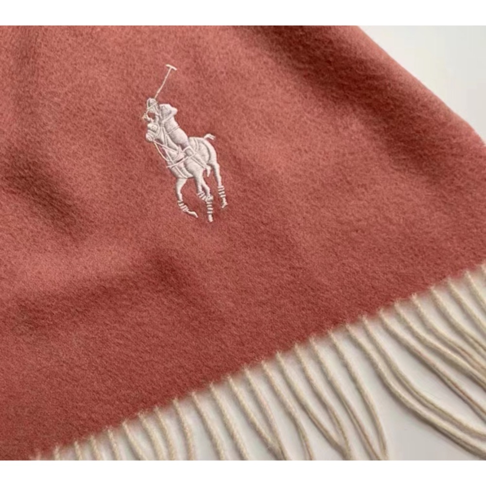 英國RL polo  圍巾 流蘇圍巾🧣好氣質好好看 小馬刺繡 羊毛純色 百搭秋冬 男女情侶 保暖圍巾 軟糯圍脖-細節圖3