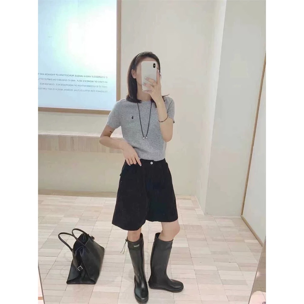 RL polo 針織衫 T恤 上衣 鄂爾多斯產100純桑蠶絲刺繡t恤 短袖上衣 圓領針織衫 修身 顏色都好美！四季款百搭-細節圖3