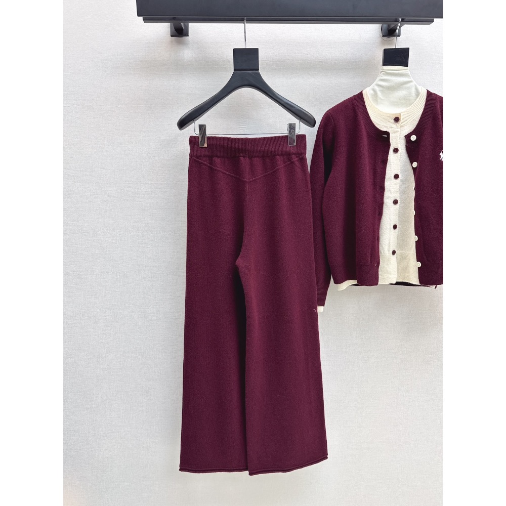 RL polo 套裝 針織外套 長褲 闊腿褲 休閒褲 清爽有氣質 慵懶羊毛套裝 假兩件經典刺繡針織開衫+鬆緊腰闊腿褲 百-細節圖4