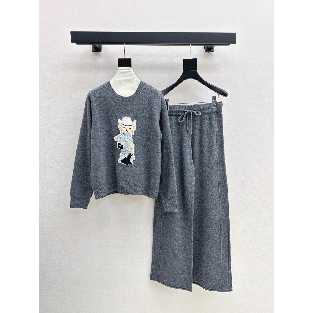 RL polo 套裝 針織外套 長褲 闊腿褲 休閒褲 清爽有氣質 慵懶羊毛套裝 慵懶風羊毛套裝減齡小熊針織毛衣-細節圖7