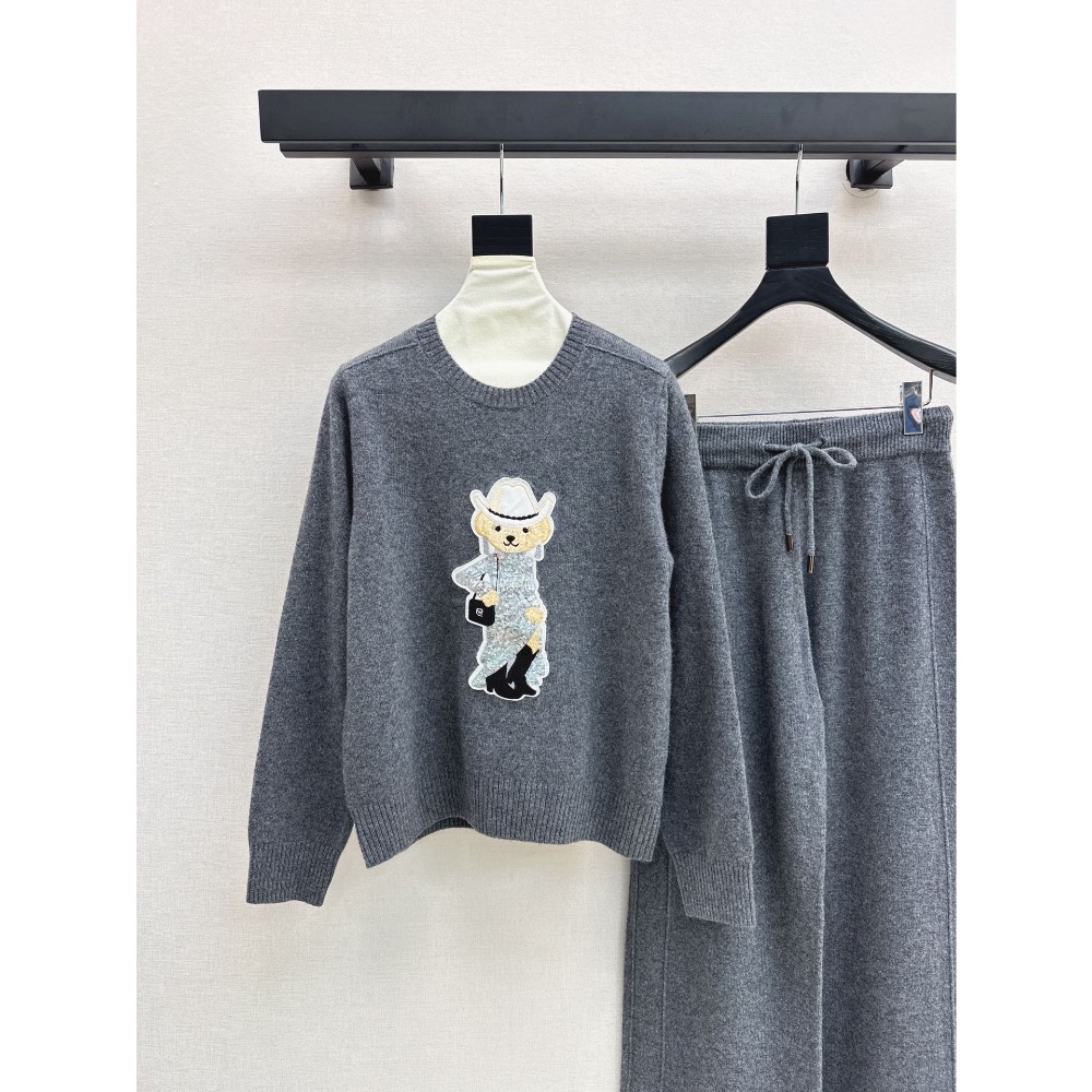 RL polo 套裝 針織外套 長褲 闊腿褲 休閒褲 清爽有氣質 慵懶羊毛套裝 慵懶風羊毛套裝減齡小熊針織毛衣-細節圖8