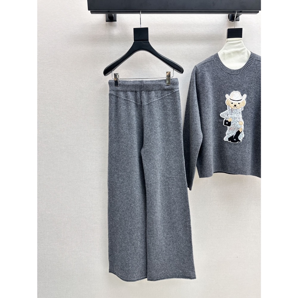 RL polo 套裝 針織外套 長褲 闊腿褲 休閒褲 清爽有氣質 慵懶羊毛套裝 慵懶風羊毛套裝減齡小熊針織毛衣-細節圖9