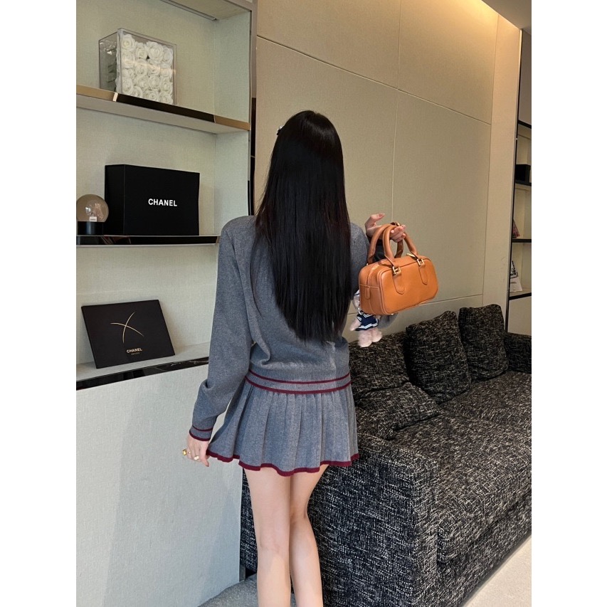 RL polo 針織套裝 小外套 短裙 針織上衣外套 裙子 百摺裙 休閒顯瘦拉長身形！清爽有氣質撞色翻領針織開衫+百褶半-細節圖6