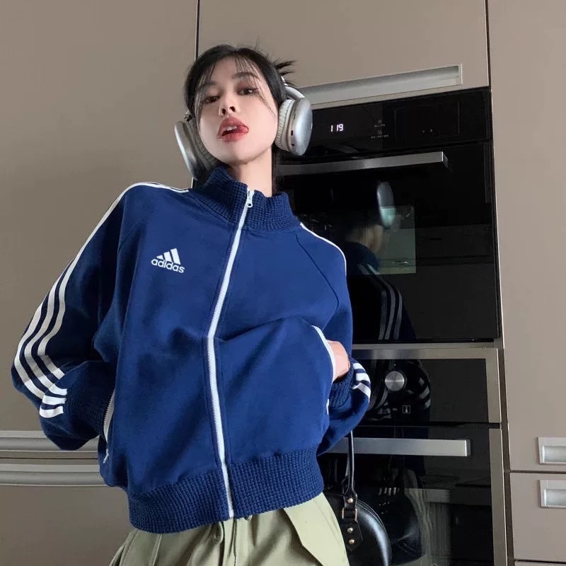 3款Adidas 外套 Vintage美式復古刺繡上衣 可甜可鹹 拉鍊開衫 純棉長袖外套 男女款 休閒拉鍊衛衣 一件你一-細節圖2