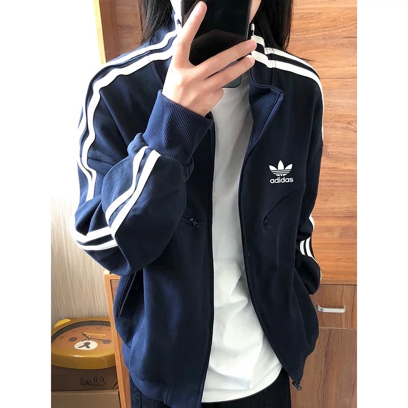 3款Adidas 外套 Vintage美式復古刺繡上衣 可甜可鹹 拉鍊開衫 純棉長袖外套 男女款 休閒拉鍊衛衣 一件你一-細節圖3