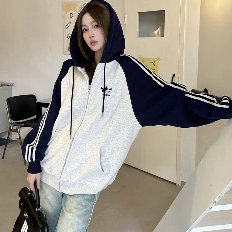 3款Adidas 外套 Vintage美式復古刺繡上衣 可甜可鹹 拉鍊開衫 純棉長袖外套 男女款 休閒拉鍊衛衣 一件你一-細節圖5