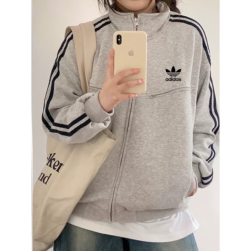 3款Adidas 外套 Vintage美式復古刺繡上衣 可甜可鹹 拉鍊開衫 純棉長袖外套 男女款 休閒拉鍊衛衣 一件你一-細節圖8