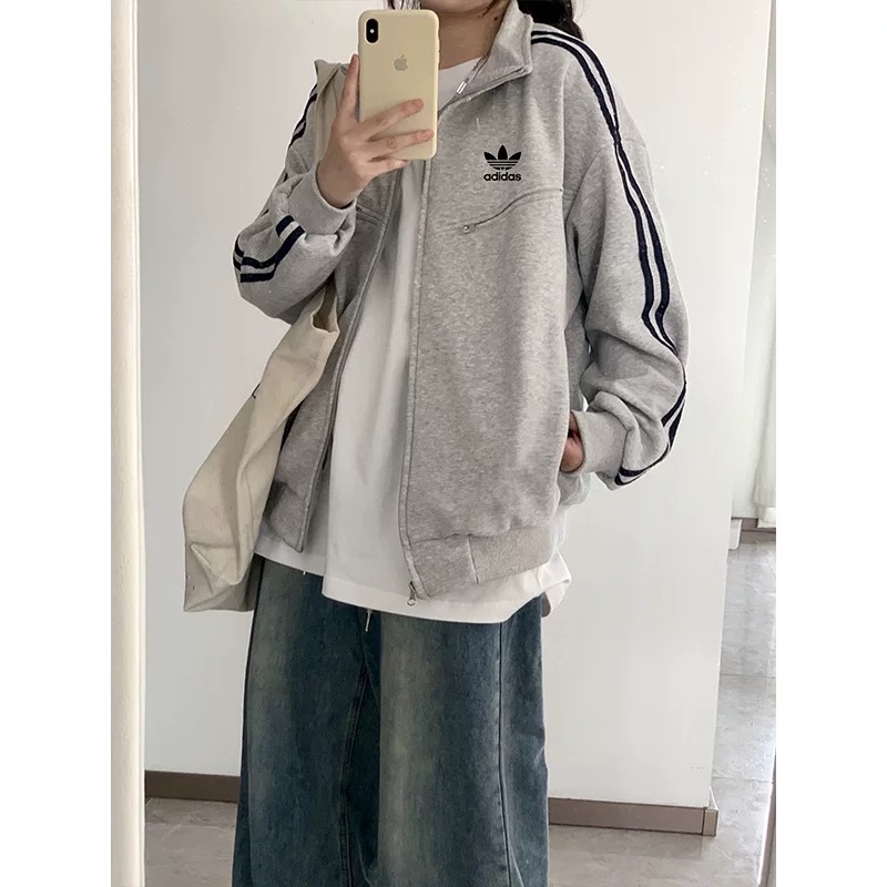 3款Adidas 外套 Vintage美式復古刺繡上衣 可甜可鹹 拉鍊開衫 純棉長袖外套 男女款 休閒拉鍊衛衣 一件你一-細節圖9
